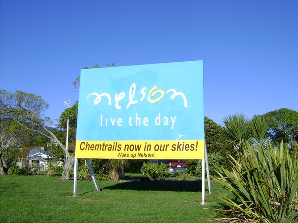 A sign the Clear Skies Action Group added informative signage to last week